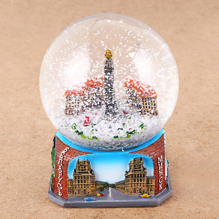 Customize Resin Christmas Snow Globe Souvenir Custom Sweden Snow Globe countries resin 3D building architecture Snowglobe