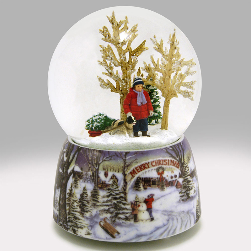 Glowing Christmas Santa Snow Globe Table Ornaments Electric Musical Snowman Crystal Ball Souvenir