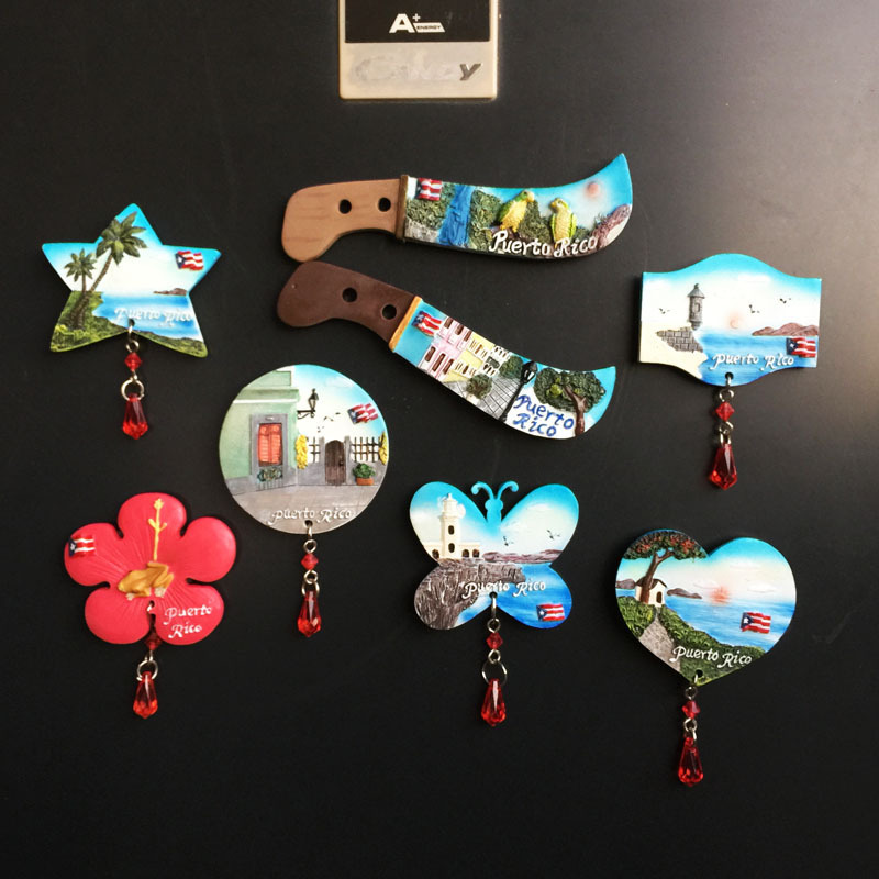 wholesale Custom United States puerto rico souvenirs tourist souvenirs magnets City Resin fridge magnets tourism souvenirs