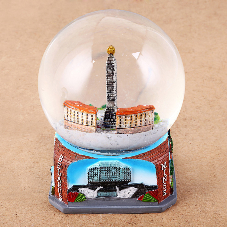 Customize Resin Christmas Snow Globe Souvenir Custom Sweden Snow Globe countries resin 3D building architecture Snowglobe