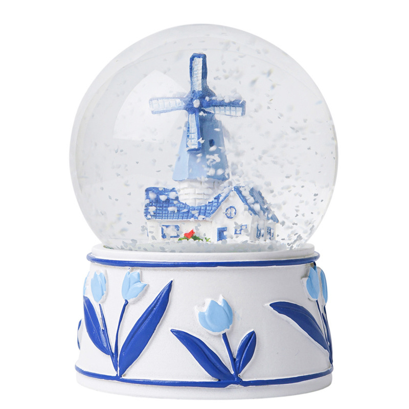 Custom Made Empty Glass Snow Globe Flower Snow Globe Resin Hollands Souvenir Water Glass Globe