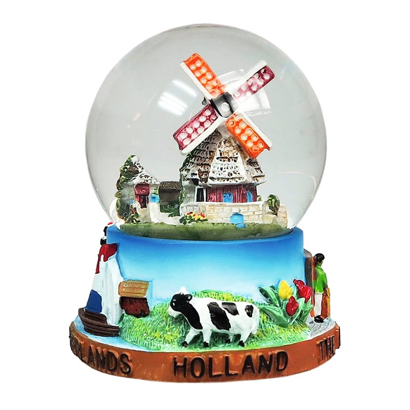 Custom Made Empty Glass Snow Globe Flower Snow Globe Resin Hollands Souvenir Water Glass Globe