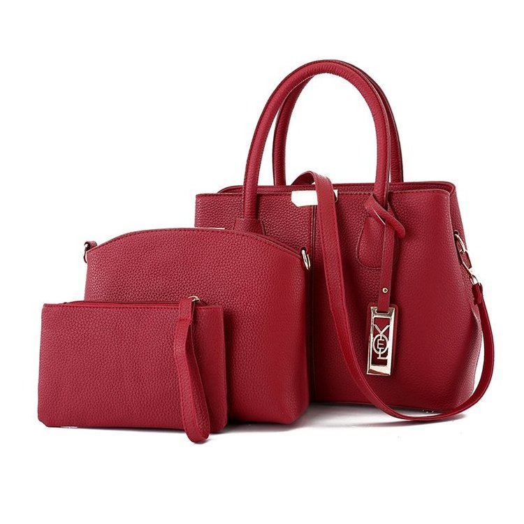 Custom model latest classical pu leather unbranded big handbags women shoulder hand bags set made in china