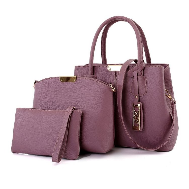 Custom model latest classical pu leather unbranded big handbags women shoulder hand bags set made in china