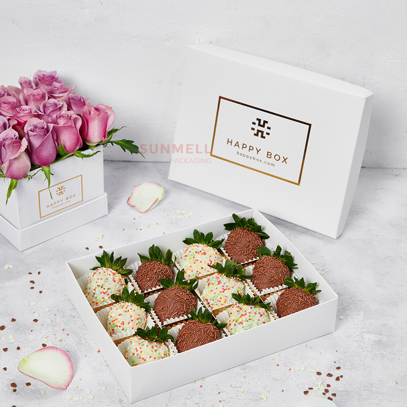 Hot Foil Chocolate Packaging Boxes Gift Luxury Box Of Covered Strawberry Chocolates