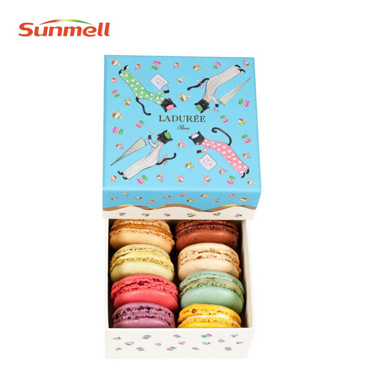 Hot sale annular macaron box with custom printed logo luxury food grade cardboard box for Cakes and Pastries packaging