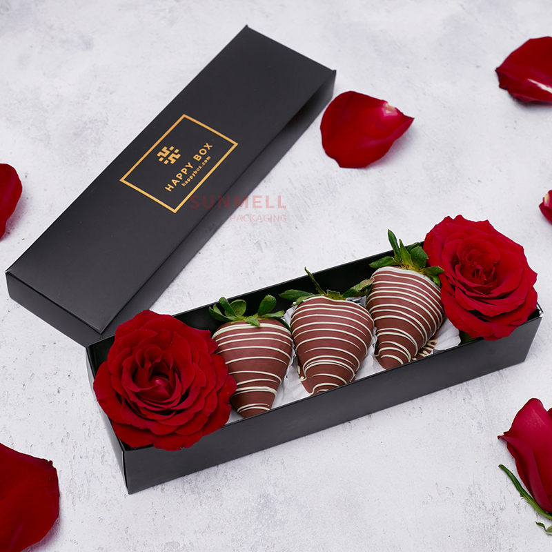 Hot Foil Chocolate Packaging Boxes Gift Luxury Box Of Covered Strawberry Chocolates