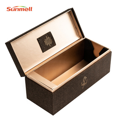 Luxury Custom Rigid Cardboard Wine Box Handmade Liquor Packaging Gift Box For Whisky Champagne Or Red Wine 1 Bottle