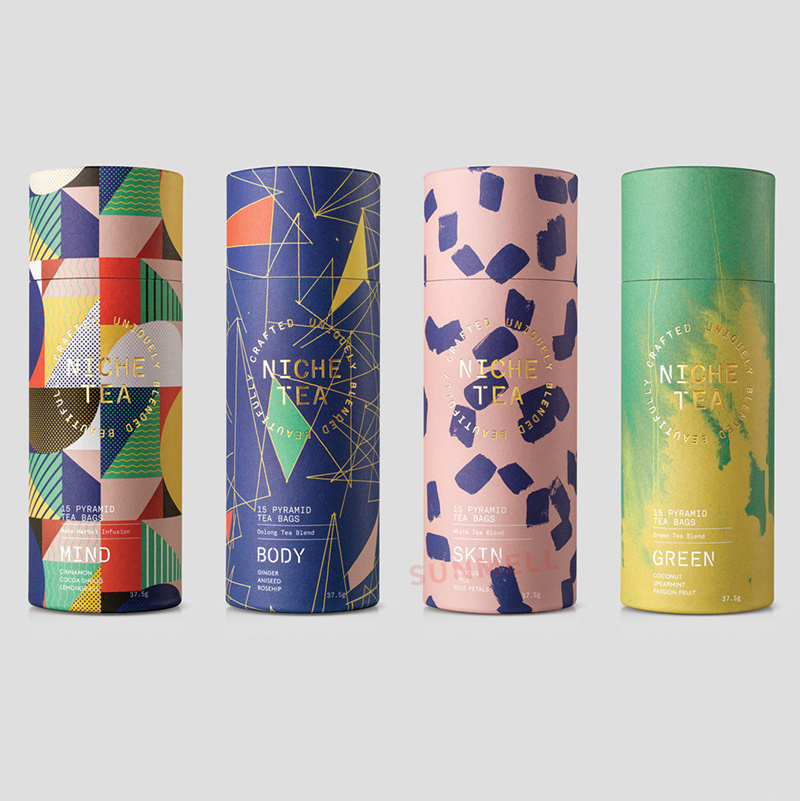 Round Cardboard Tube Packaging Canister With Lid Custom Paper Cylinder Tube Packaging Box For Candle/Perfume/T-Shirt/Coffee