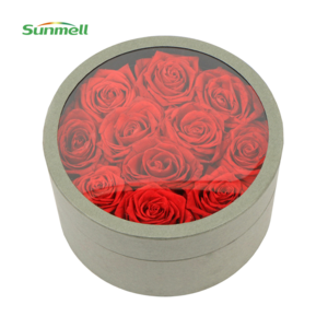 Custom Cardboard Round Cylinder Flower Packaging Gift Box With Big Transparent PVC Window Cover