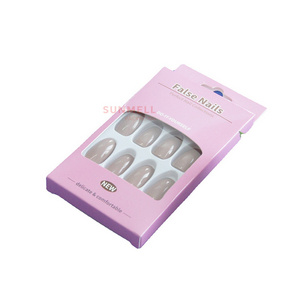 Factory Direct Sales Wear Nail Patch Pink Hanging Carton Gift Press On Nails Packaging Box Custom Logo With Plastic Tray