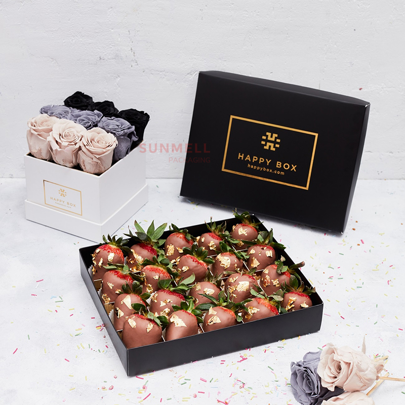 Hot Foil Chocolate Packaging Boxes Gift Luxury Box Of Covered Strawberry Chocolates