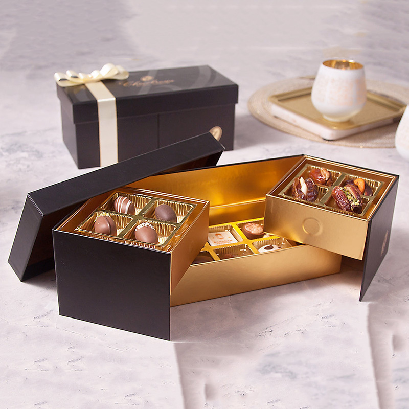 Custom Empty Ramadan Chocolate Paper Packaging Box Magnetic Luxury Open Door Chocolate Truffle Gift Boxes