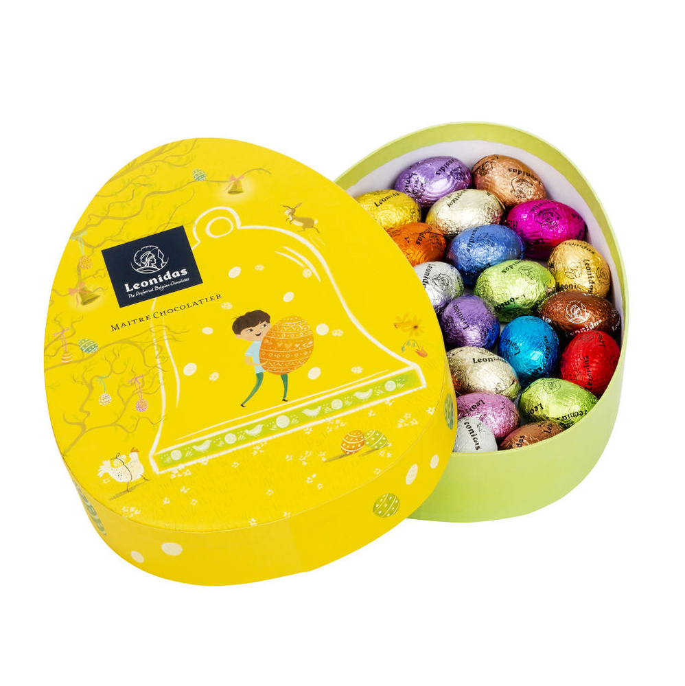 custom egg shaped easter yellow chocolate packaging box cardboard chocolate packaging gift box with logo