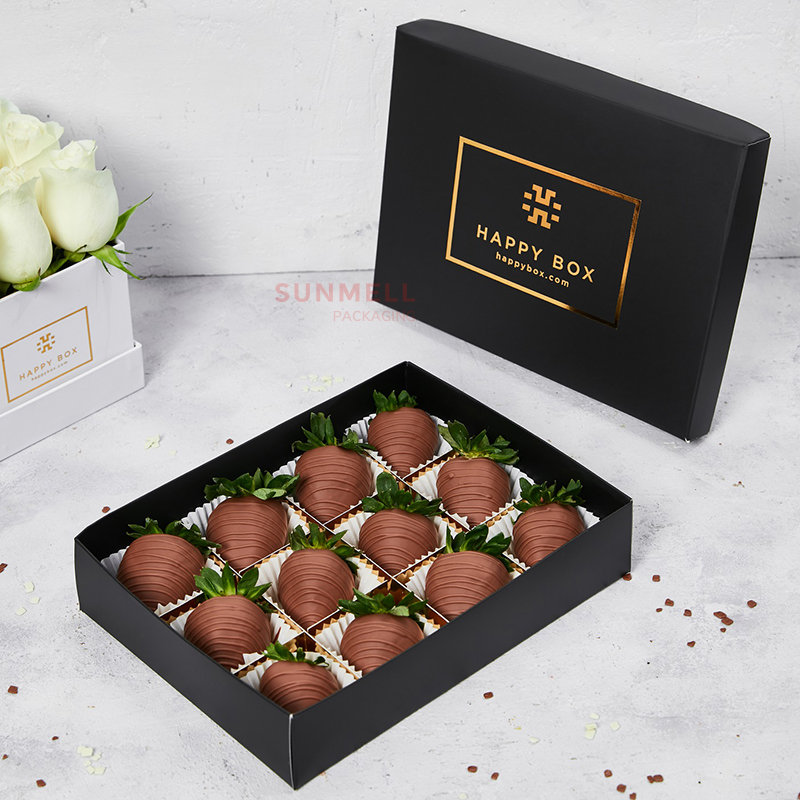 Hot Foil Chocolate Packaging Boxes Gift Luxury Box Of Covered Strawberry Chocolates