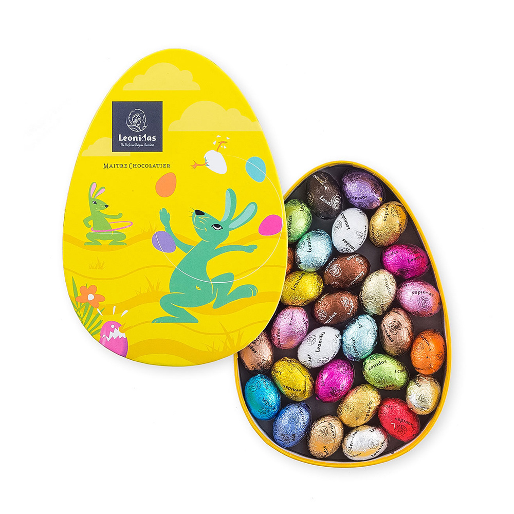 custom egg shaped easter yellow chocolate packaging box cardboard chocolate packaging gift box with logo