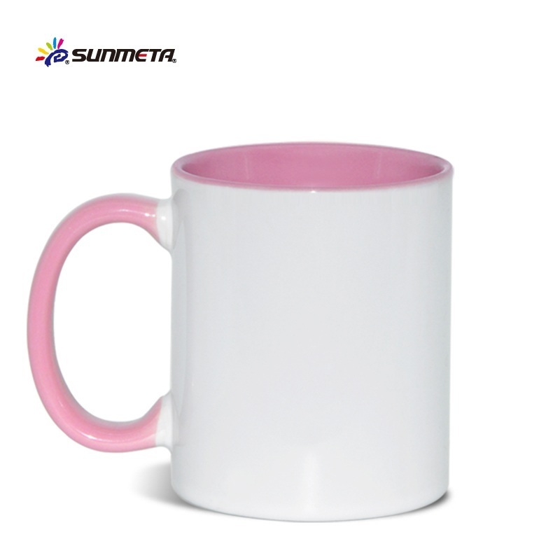 Sunmeta two tone mug ceramic cups 11oz handle solid color inside coffee mugs for sublimation printing