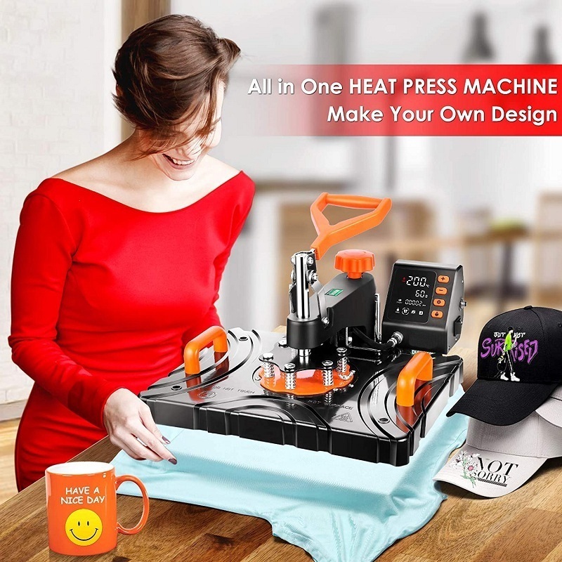 FREESUB Upgrade 8 in 1 Combo Heat press machine T shirt mug hat plate logo printing machines for small businesses