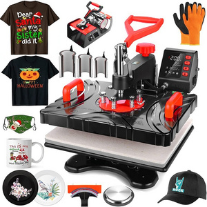 FREESUB Upgrade 8 in 1 Combo Heat press machine T shirt mug hat plate logo printing machines for small businesses