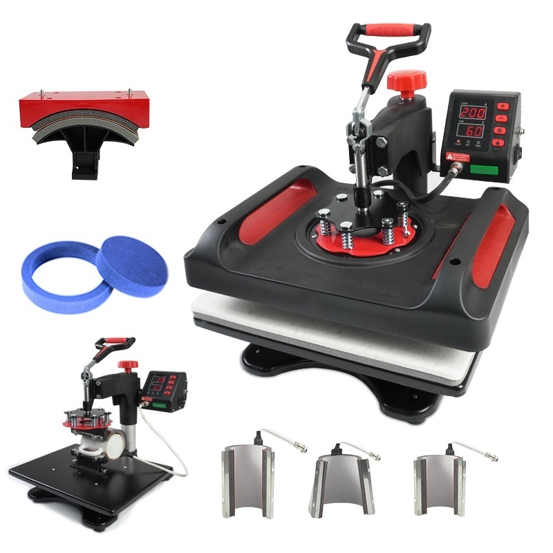 Freesub P8001X Split combo heat press machine T-shirt heat press machine 5 in 1 cup hat/cap printing machine