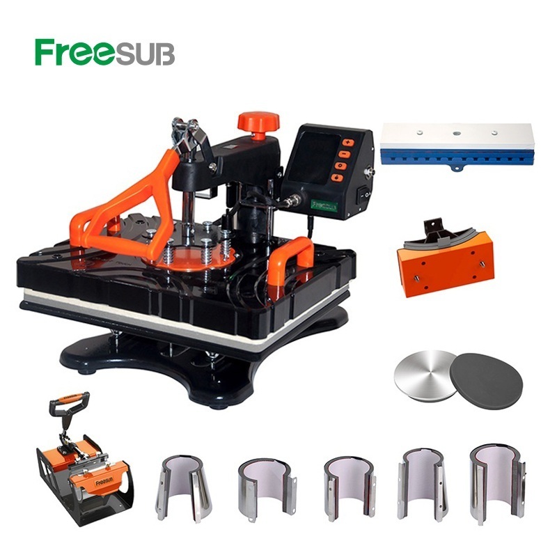 Freesub 11 in 1 sublimation pen printing machine tshirt heat press machine for mugs hat cap P8100-11