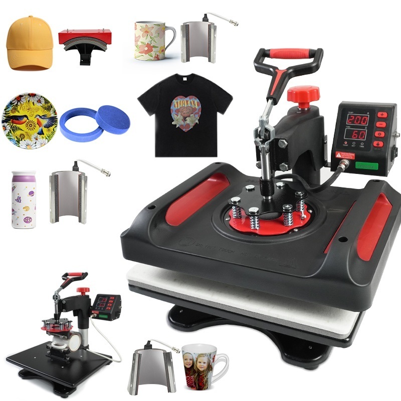 Freesub P8001X Split combo heat press machine T-shirt heat press machine 5 in 1 cup hat/cap printing machine