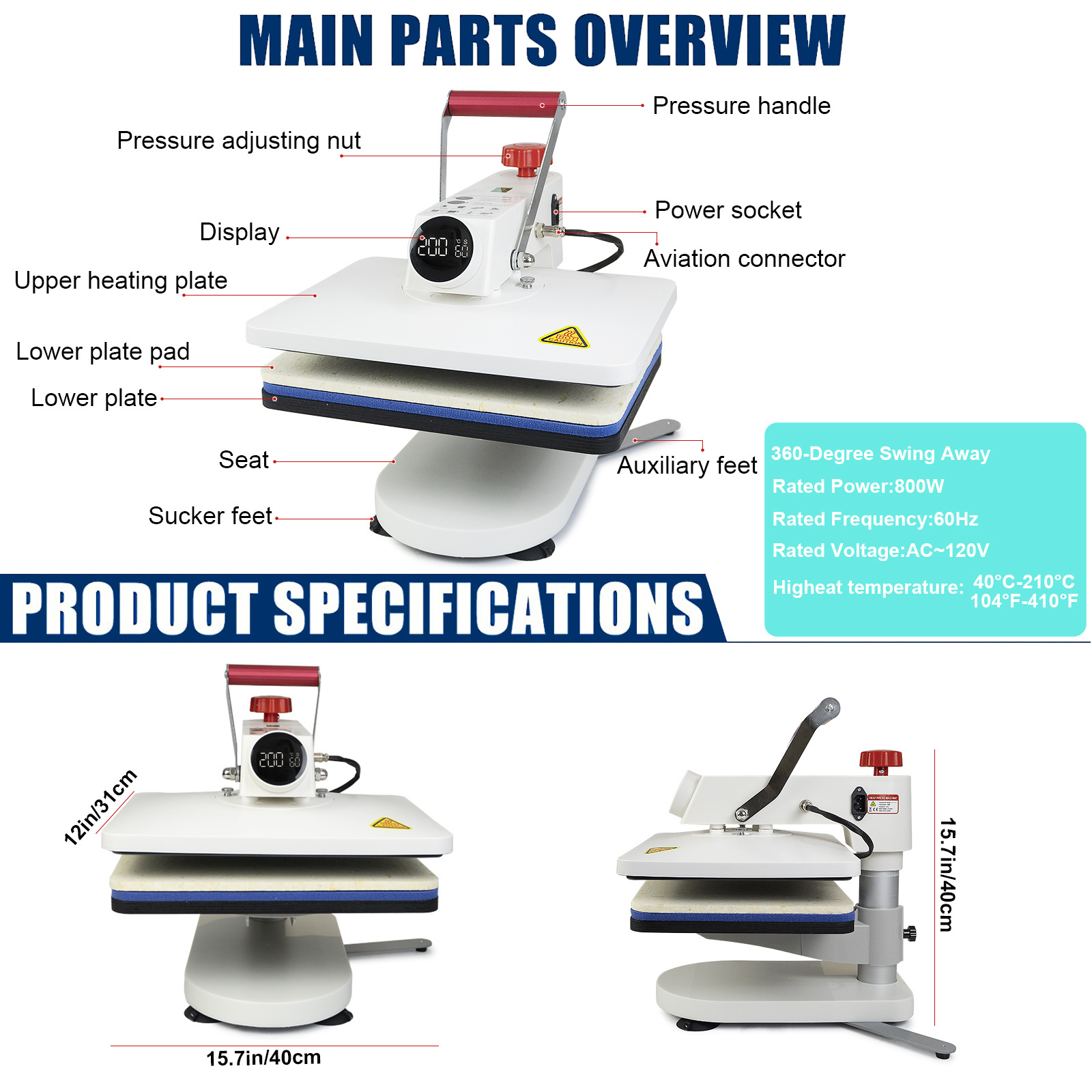 FREESUB 8 in 1 Heat Press Sublimation Machines 360 Degree Swing Away t shirt heat press Machine for t-shirt clothes F910