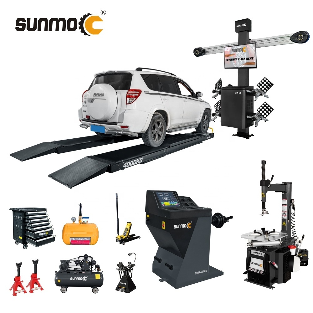 Sunmo Professional Made Auto Car Garage De Equipment wheel alignment Repair Workshop Combo Tire Changer And Wheel Balancer