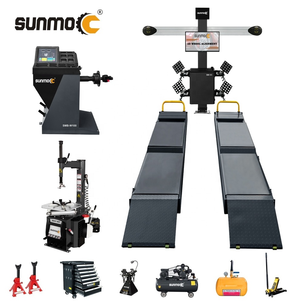 Sunmo Professional Made Auto Car Garage De Equipment wheel alignment Repair Workshop Combo Tire Changer And Wheel Balancer