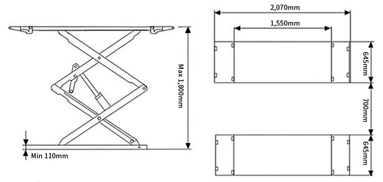 Sunmo Factory price Hydraulic Scissor car Lift Ultra-thin Scissor Lift super thin scissor car lifts