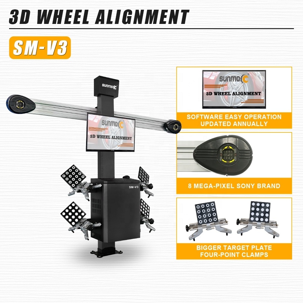 Sunmo 3D aligner with car scissor lift 4 wheel alignment equipment