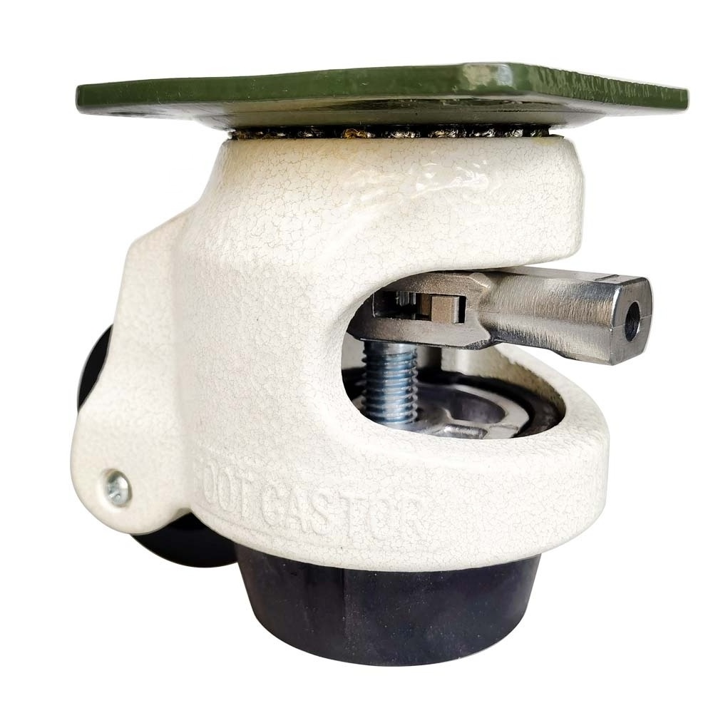 Heavy Duty Foot Casters Wheel Ratchet Adjustable Leveling Casters for Transportation, Up to 500kgs Swivel Plate Casters Wheels