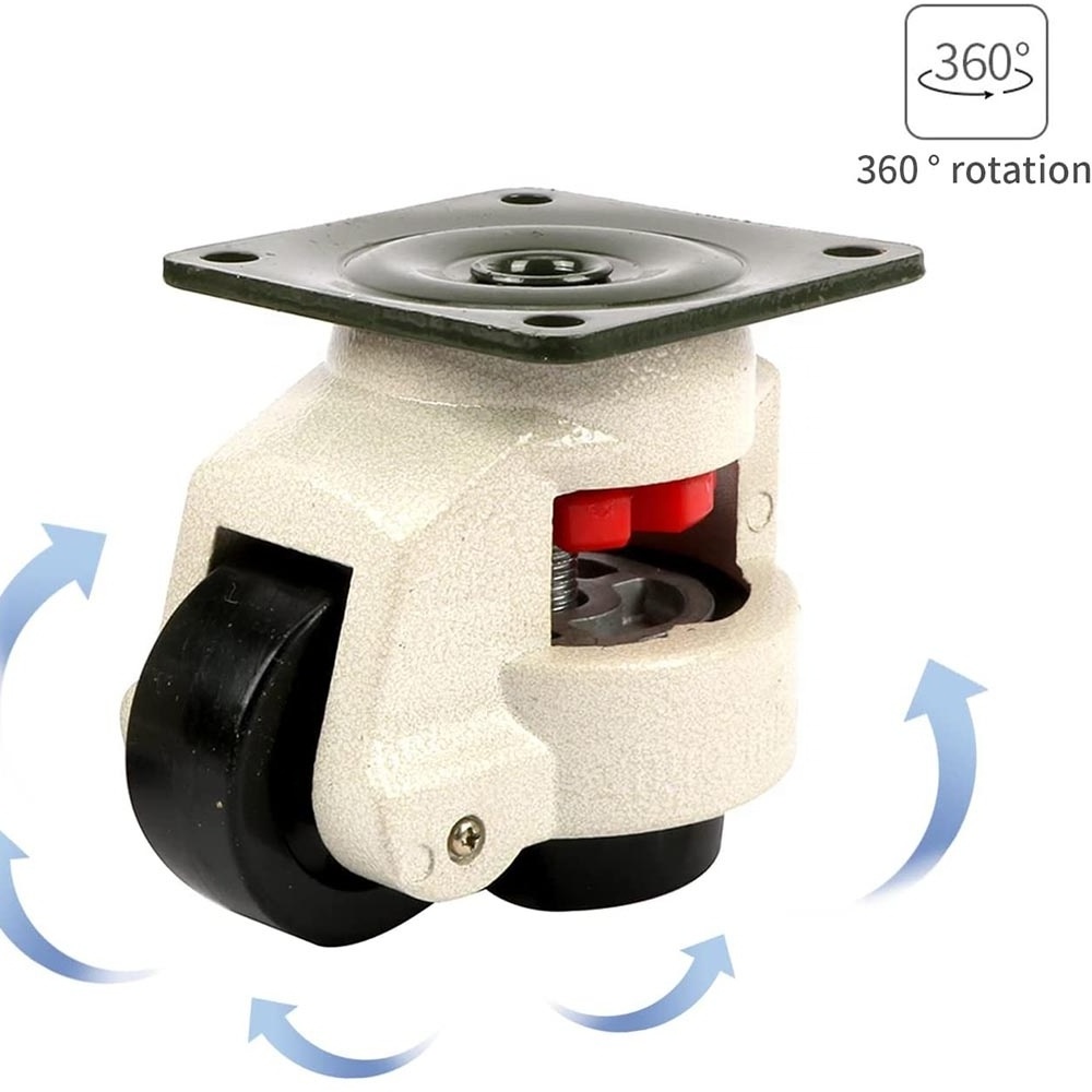 Heavy Duty Foot Casters Wheel Adjustable Leveling Casters for Transportation, Up to 250kgs Swivel Plate Casters Wheels