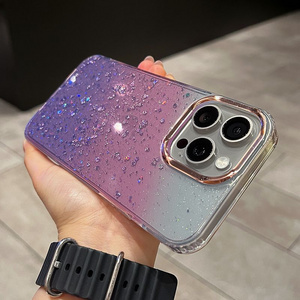 Luxury Gradient Glitter New Fashion Case For iPhone 15 Pro 14 13 Hollow Electroplating Camera Mobile Phone Transparent Cover