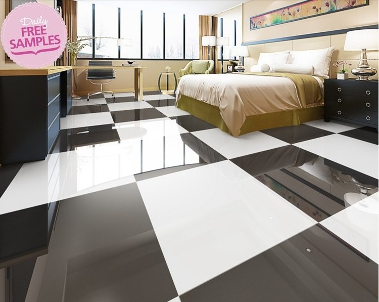 Sunnda luxury polished porcelain checkered black and white tile