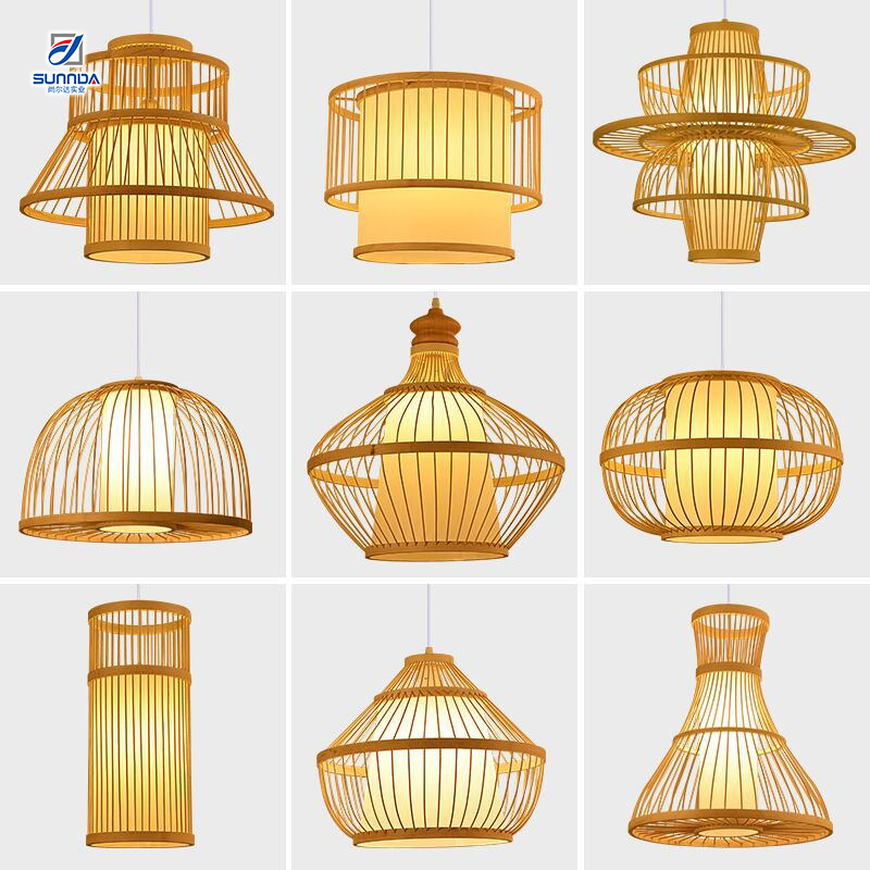 Creative art design rattan handmade pendant lamp Bamboo Wicker lantern Hanging bamboo decorative light for house villa