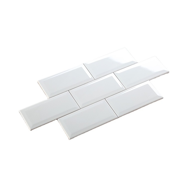 New design 7.5 x15cm 75x150 mm 3'x6 ceramic tile super white irregular edge wave edge subway  tiles