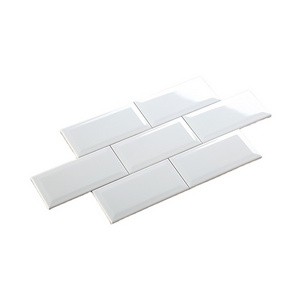 New design 7.5 x15cm 75x150 mm 3'x6 ceramic tile super white irregular edge wave edge subway  tiles