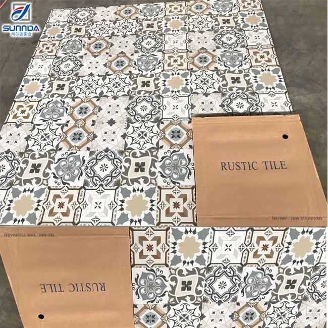 rustic glazed matte non slip 3D tiles printing inkjet digital flower series gres porcelain floor tiles