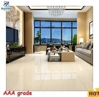 Beige White Glossy Surface Golds Line Full Polished Porcelain Floor Tiles, Cutting Available 16x16 Ceramic Floor Tile