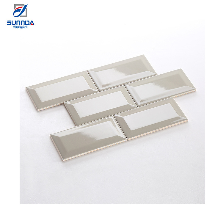 New design 7.5 x15cm 75x150 mm 3'x6 ceramic tile super white irregular edge wave edge subway  tiles