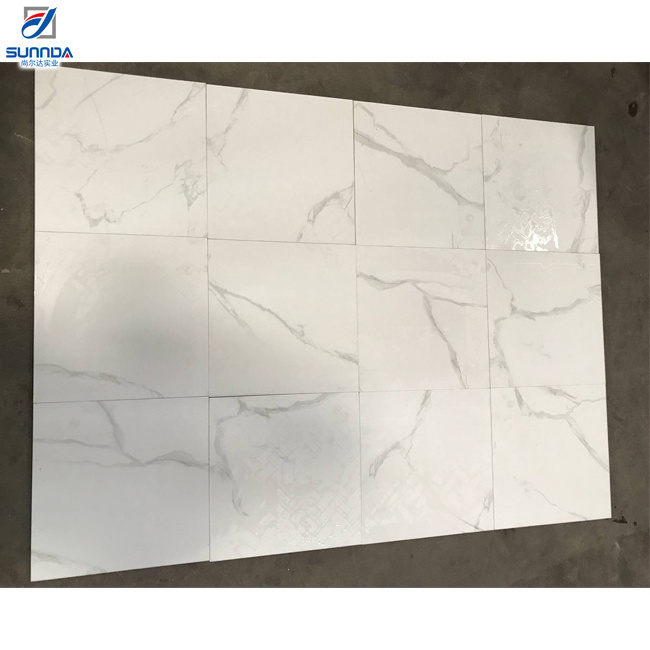 24x24 Chinese Cheap Full Polished Glazed Carrara Marble Flooring and Wall Tiles with Price in Pakistan