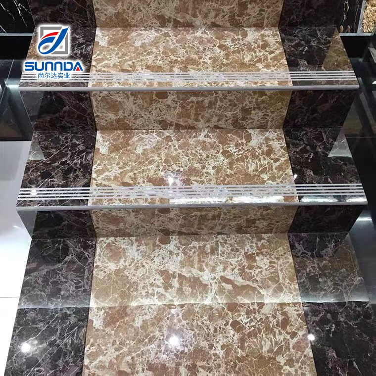 sunnda internal 470x1200 Non Slip Edge Original glazed Marble design porcelain Stairs Step Tile