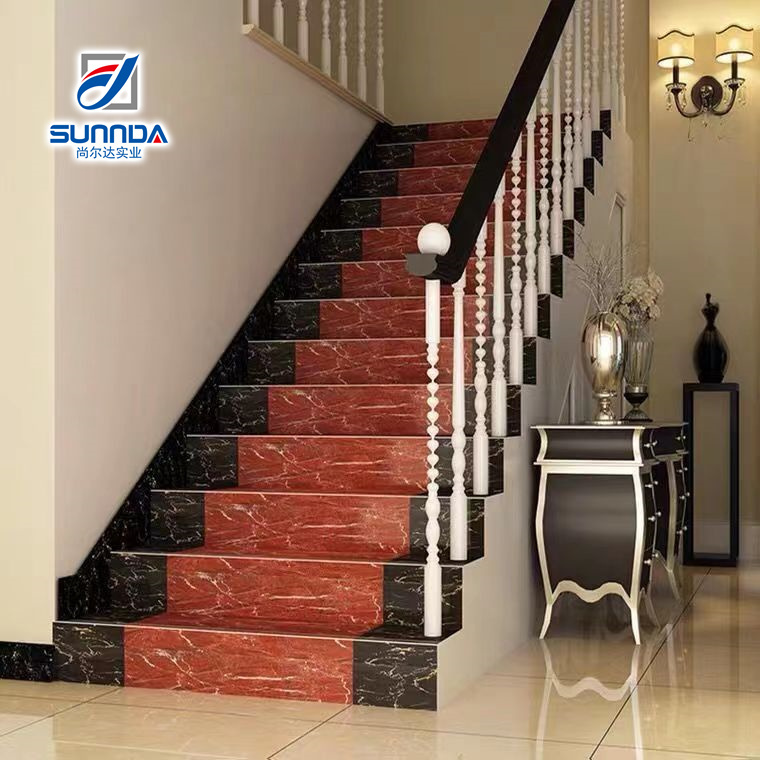 sunnda internal 470x1200 Non Slip Edge Original glazed Marble design porcelain Stairs Step Tile