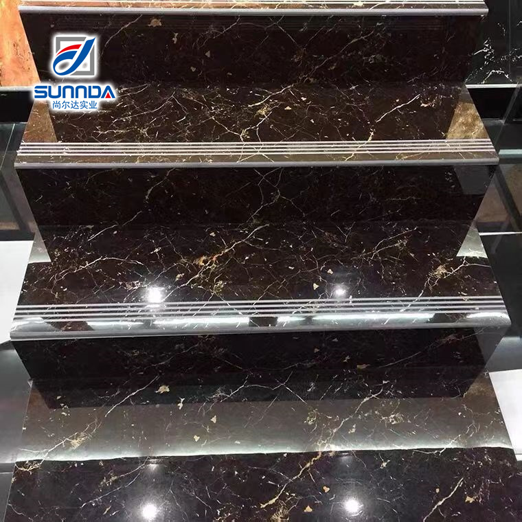 sunnda internal 470x1200 Non Slip Edge Original glazed Marble design porcelain Stairs Step Tile