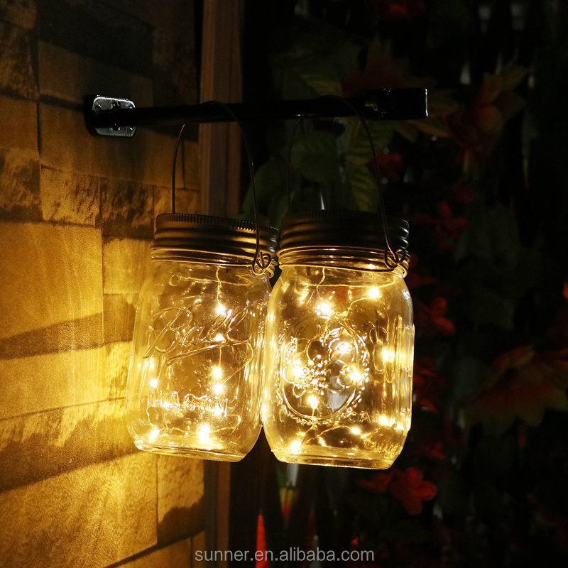 Solar Mason Sun jar Grass Bottle Decorative Night light Hanging Deco Lantern