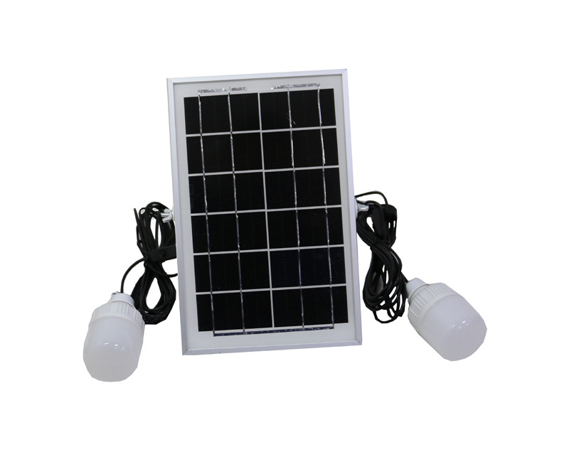 LED Indoor Solar house Light solar shed camping light with two bulb 6W