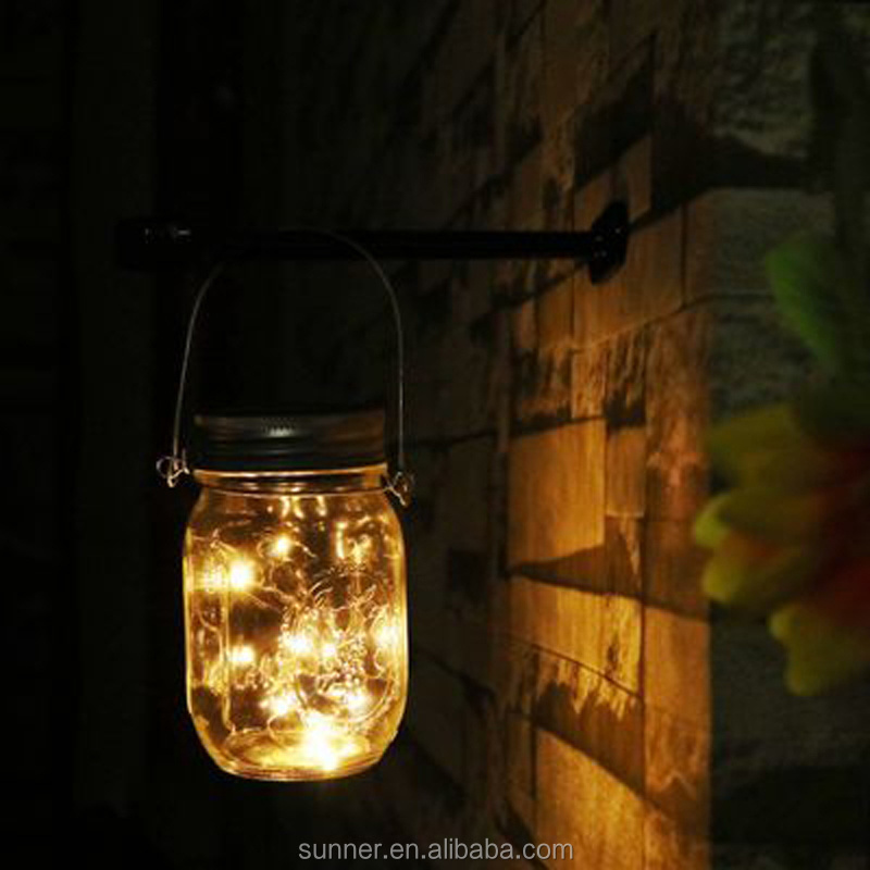 Solar Mason Sun jar Grass Bottle Decorative Night light Hanging Deco Lantern