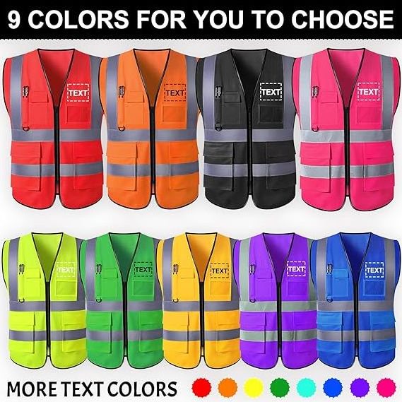 ANT5PPE Hi Vis Printing Mesh Safety Vest with Pockets Reflective Warning Outdoor Running Clothing