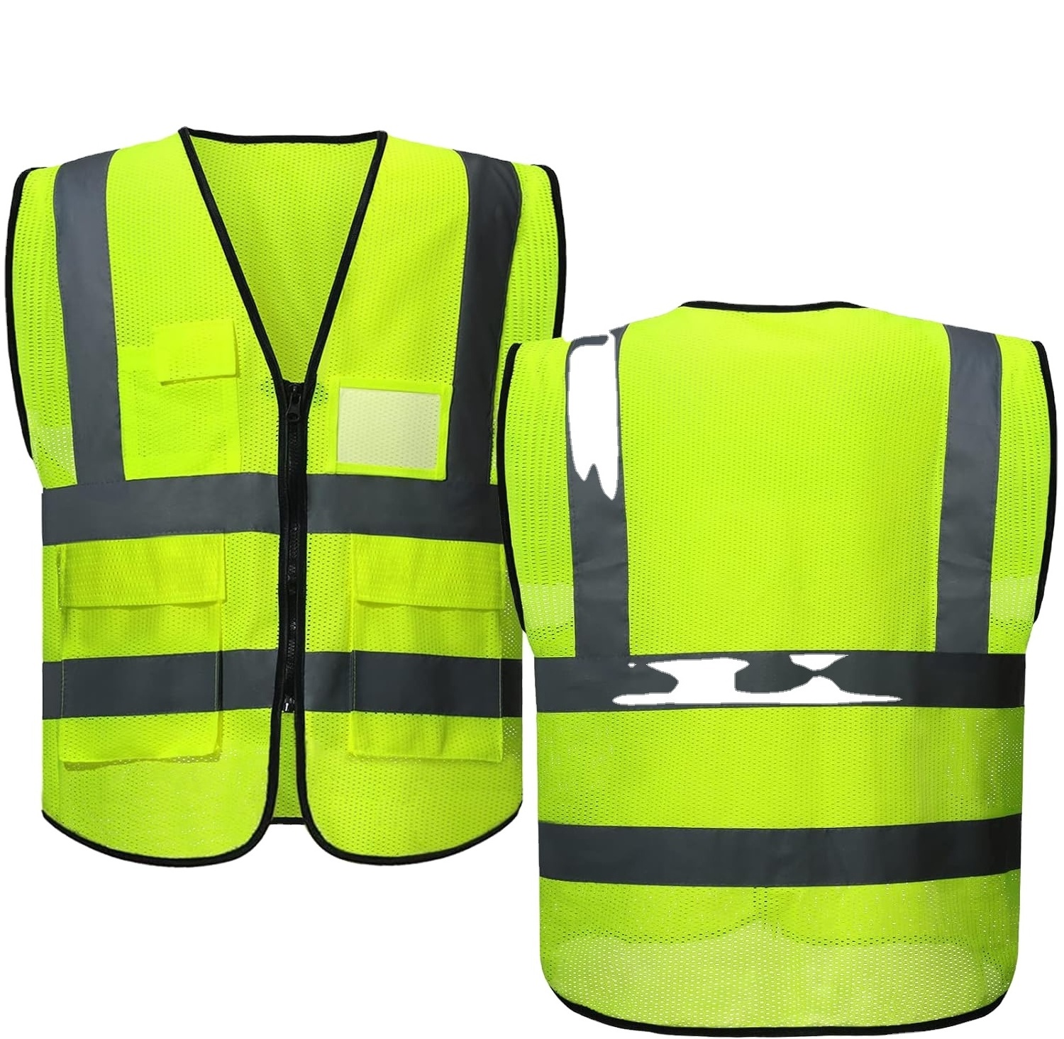 ANT5PPE High Visibility Safety Vest with Zipper Construction Reflective Vest mesh vest for Adults Work Traffic